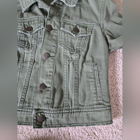 Free People Green Cropped Jacket Size 2 Small Womens - Picture 4 of 7